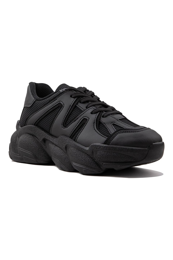 Kadın Siyah Sneaker-5cm-yüksek Tabanlı Spor Ayakkabı